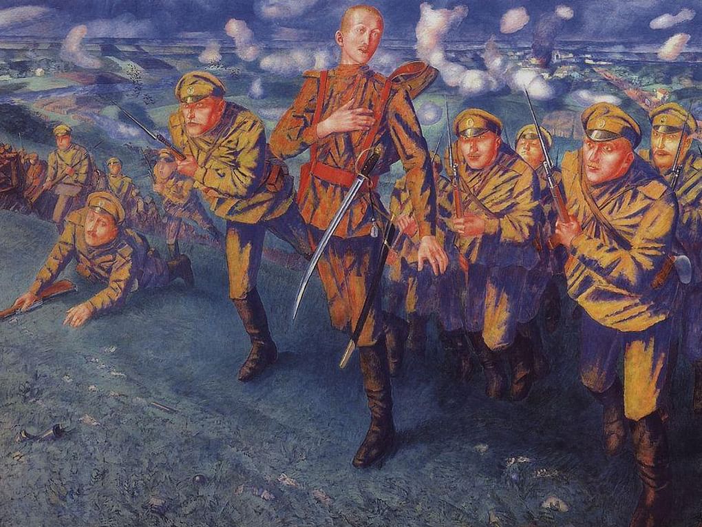 Кузьма Петров-Водкин. На линии огня (фрагмент). 1916. Государственный Русский музей, Санкт-Петербург