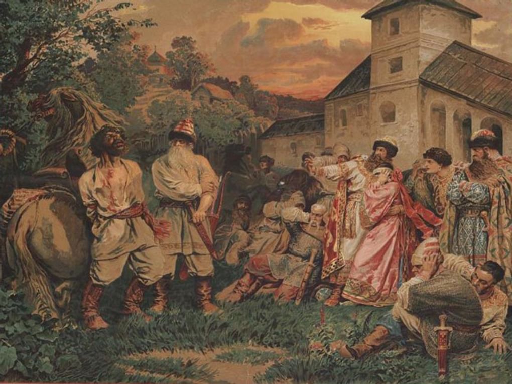 Неизвестный художник. Иллюстрация к былине «Илья Муромец и Соловей-разбойник» (фрагмент). 1899. Государственный исторический музей, Москва