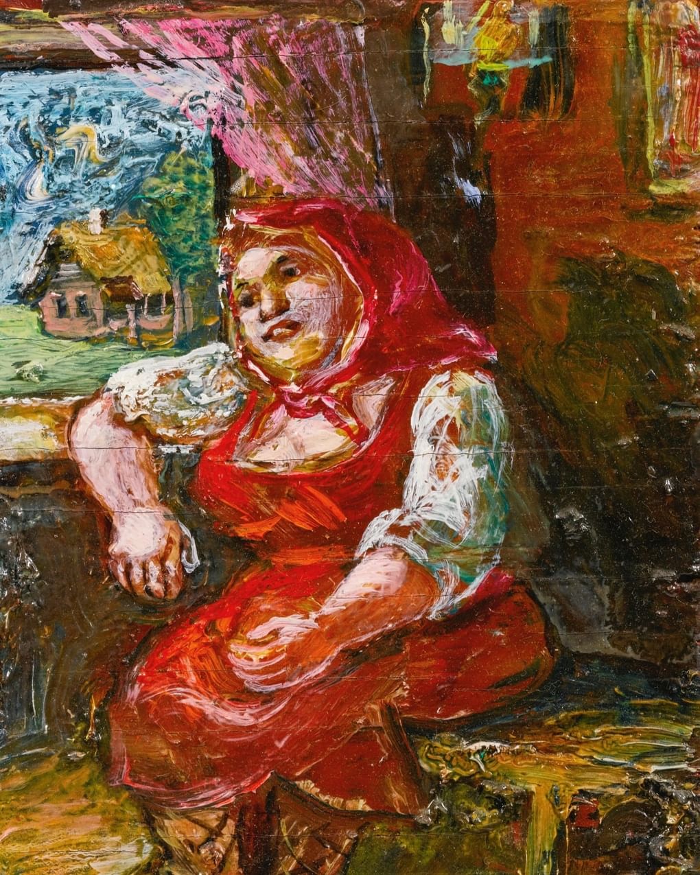 Давид Бурлюк. Женщина в красном (фрагмент). Начало XX века. Частное собрание