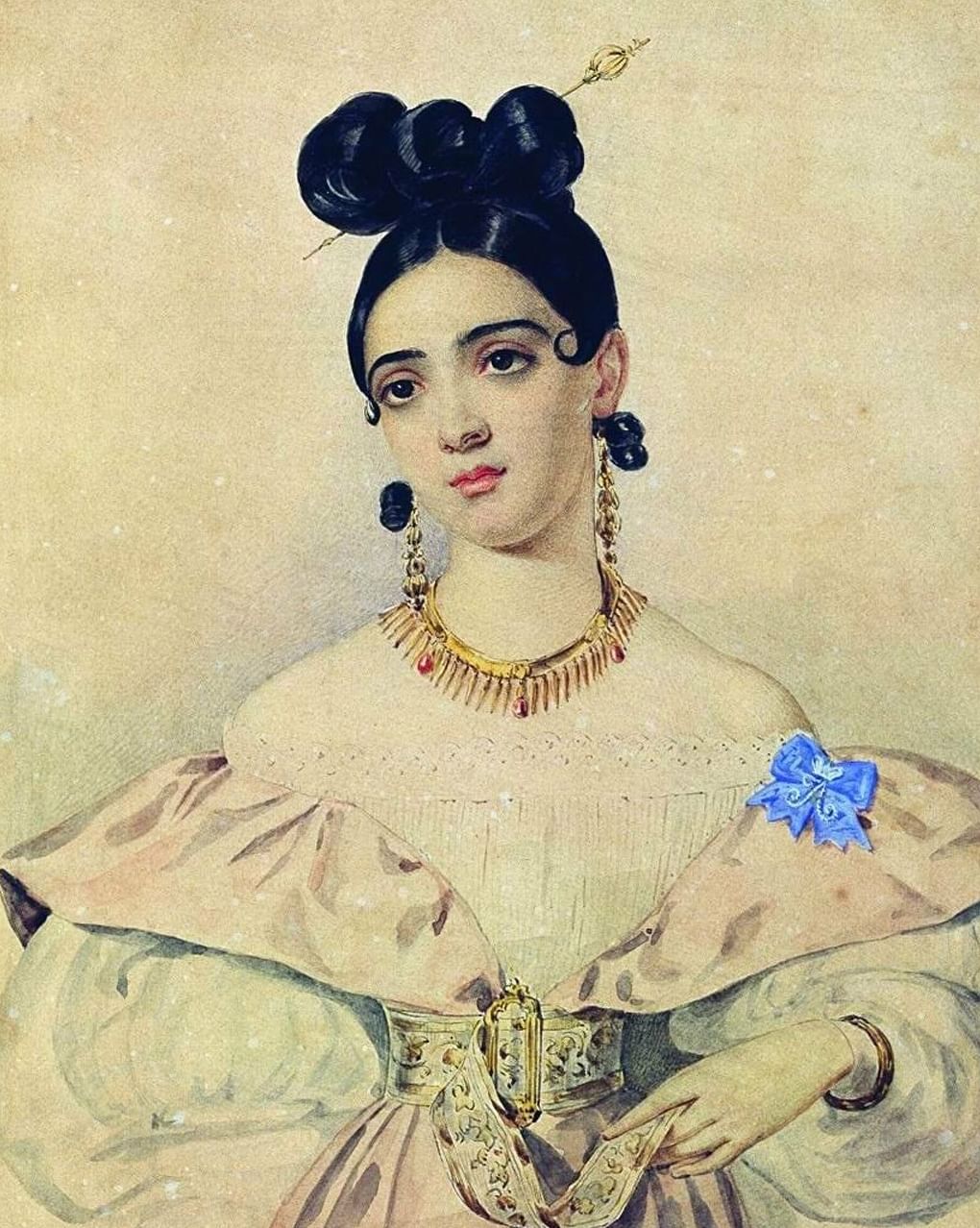 Александр Брюллов. Портрет Анны Баратынской (фрагмент). 1830-е. Нижегородский государственный художественный музей, Нижний Новгород
