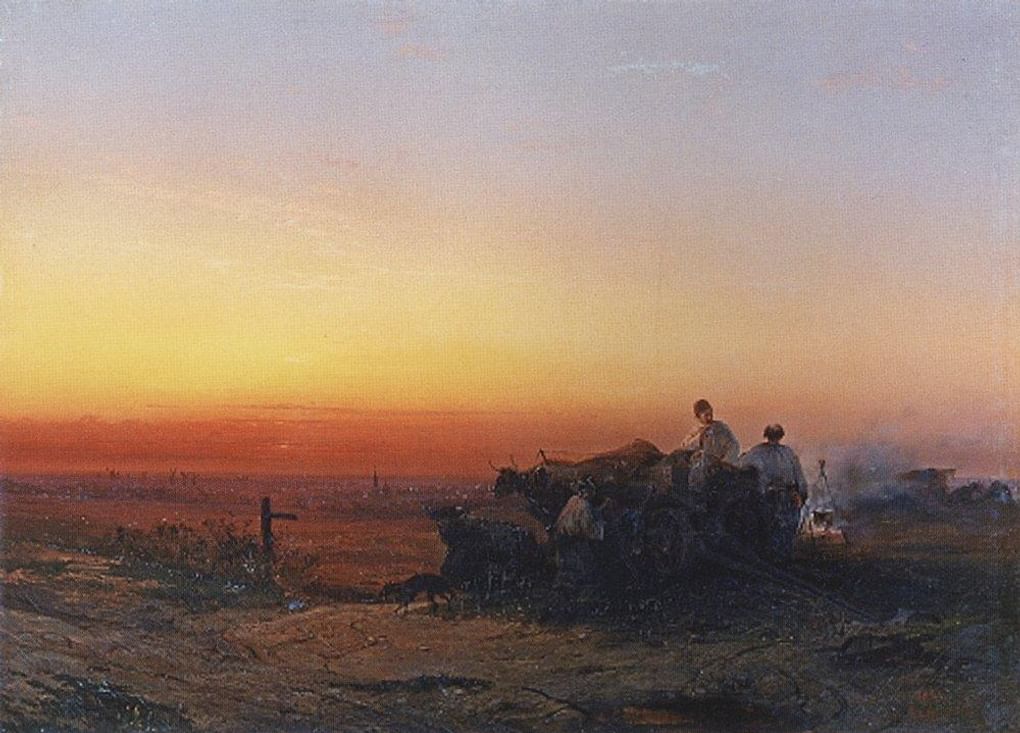 Алексей Саврасов. Степь с чумаками вечером. 1854. Музей изобразительного искусства, Архангельск