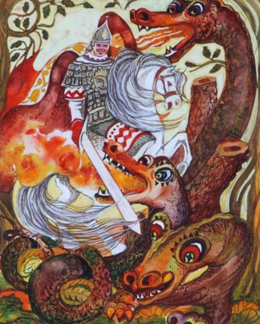 Александр Балабаев. Иллюстрация к сказке «Иван — крестьянский сын и Чудо-юдо» (фрагмент). 1976. Калининградский областной музей изобразительных искусств, Калининград